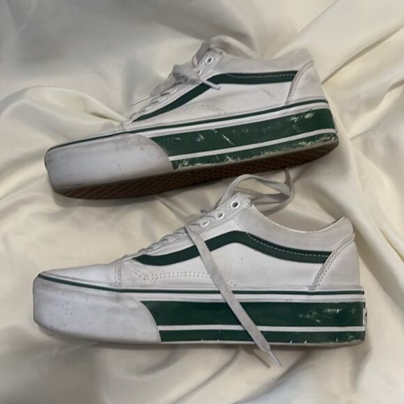 Vans Old Skool Stackform Sneakers in white with green sports stripes size 10 - Picture 5 of 8
